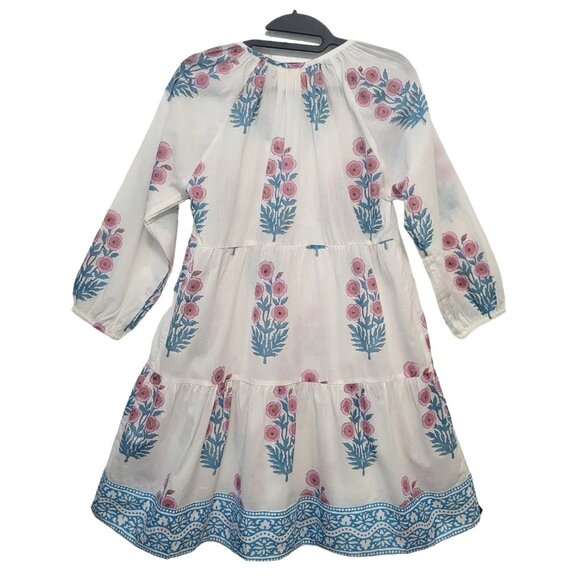 Tuckernuck x SZ Blockprints Priya Floral Boho Dress White Blue - Picture 8 of 13